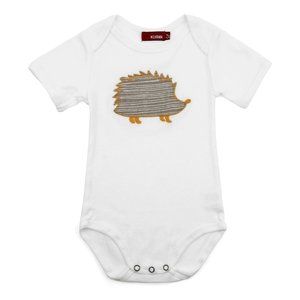 Milkbarn Infant Baby Grey Hedgehog Applique One Piece 3-6 Months Organic Cotton